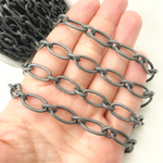 Load image into Gallery viewer, Black Rhodium Mat Sterling Silver Smooth Oval Link Chains