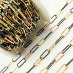 Load image into Gallery viewer, Black Rhodium & Rose Gold Plated 925 Sterling Silver Diamond Cut Paperclip Chain