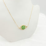 Load image into Gallery viewer, CN96322EM. 14K Solid Gold Diamond and Emerald Eye Necklace