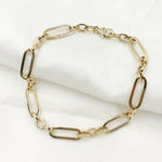 Load image into Gallery viewer, 14K Solid Hollow Gold Flat Long & Short Oval Link Bracelets
