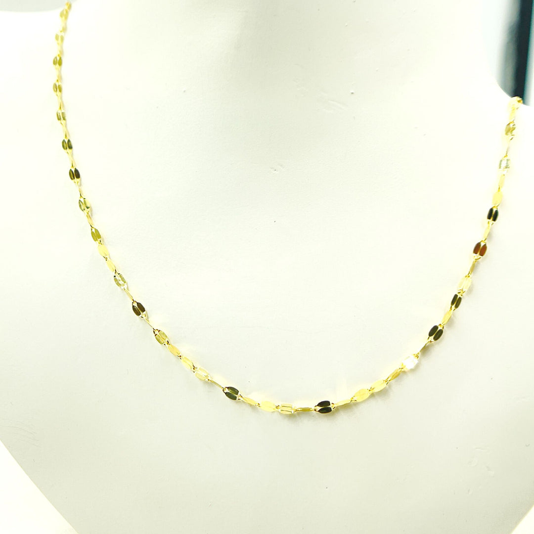 14K Solid Yellow Flat Marina Link Chain