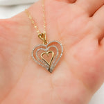 Load image into Gallery viewer, 14K Solid Gold Diamond Four Hearts Charm. EJP1486