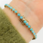 Load image into Gallery viewer, BFZ61278TQ. 14K Solid Gold Turquoise Bracelet