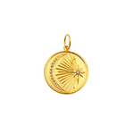Load image into Gallery viewer, 14K Solid Gold with Diamonds Circle Shape Charm with Moon and Star in the Center. GDP241