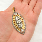 Load image into Gallery viewer, DP204. Diamond Sterling Silver Leaf Shape Pendant with Polki Diamond