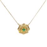 Load image into Gallery viewer, CN96235EM4. 14k Solid Gold Emerald Heart and Diamond Necklace