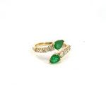 Load image into Gallery viewer, 14k Solid Gold Spiral Diamond and Emerald Ring.