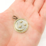 Load image into Gallery viewer, Diamond Sterling Silver Moon & Star Round Pendant