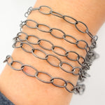 Load image into Gallery viewer, Black Rhodium Sterling Silver Twisted Oval Link Chain