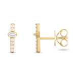 Load image into Gallery viewer, ER421149. 14K Solid Gold Diamond Bar Studs