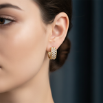 Load image into Gallery viewer, EHH57520. 14K Solid Yellow Gold Diamond Hoop Earrings