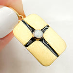 Load image into Gallery viewer, Buy Now Silver Rectangle Enamel Pendant with Gemstone