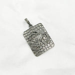 Load image into Gallery viewer, DP033. Diamond Sterling Silver Rectangle OM Symbol Pendant
