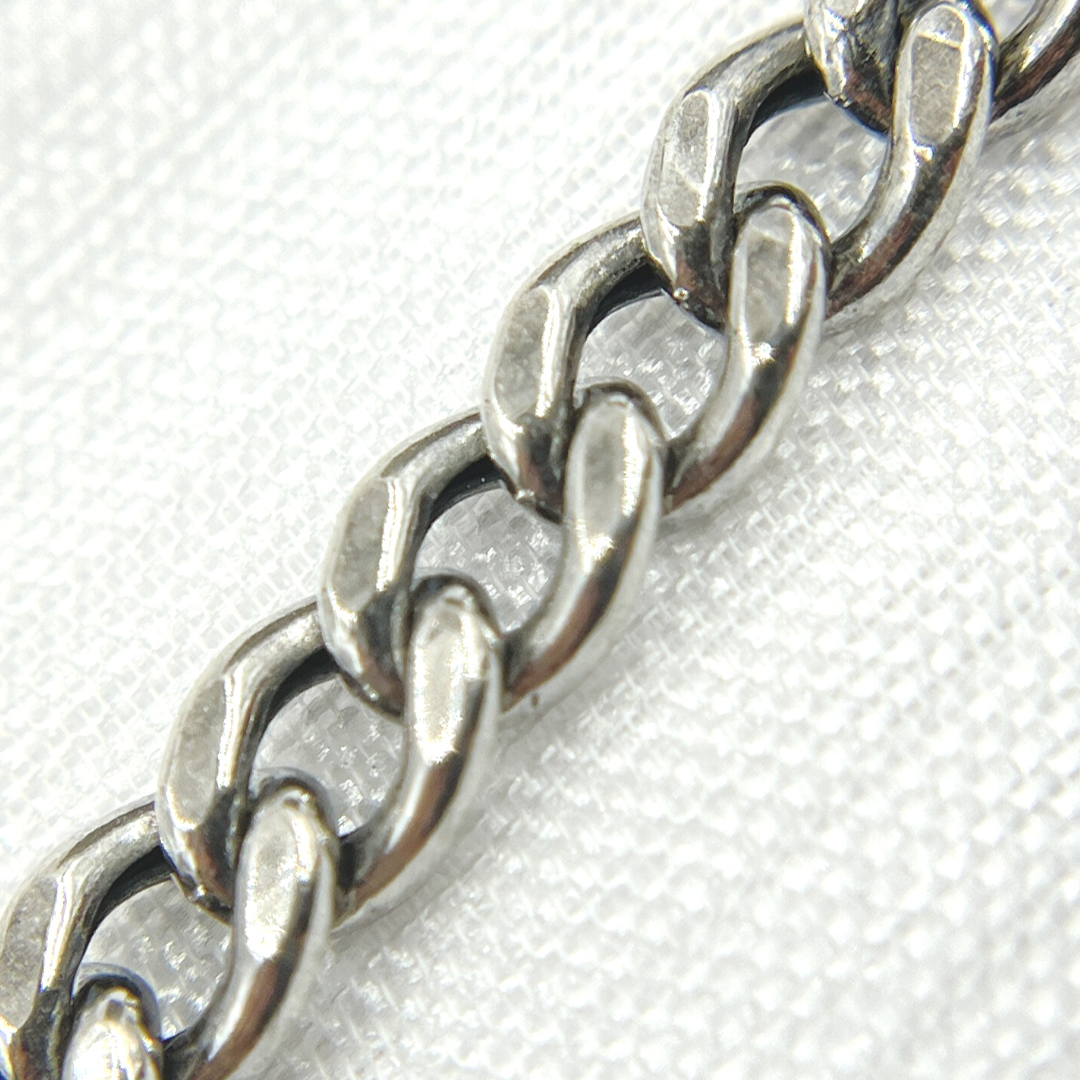 V45OX. Oxidized Sterling Silver Curb Link Chain