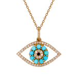 Load image into Gallery viewer, 14K Gold Diamond and Gemstone Eye Necklace