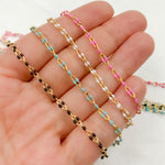 Load image into Gallery viewer, Gold Plated Enamel Sterling Silver Pink Enamel Chains