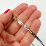 Load image into Gallery viewer, 0502213SB. Black Rhodium and White Sterling Silver Flat Wheat Necklace