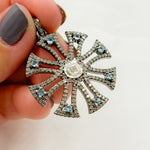 Load image into Gallery viewer, DP460. Diamond & Sterling Silver Fancy Shape Pendant with Polki Diamond and Gemstone