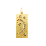 Load image into Gallery viewer, 14K Solid Gold Diamond Rectangle Moon and Star Charm. GDP125