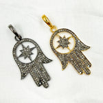 Load image into Gallery viewer, DP048. Diamond & Sterling Silver Hamsa Pendant with Star