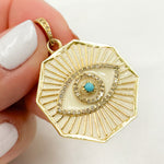Load image into Gallery viewer, Sterling Silver Octagon Eye Enamel Pendant with Gemstone
