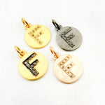 Load image into Gallery viewer, DC066. Diamond Sterling Silver Letter "F" Round Charm