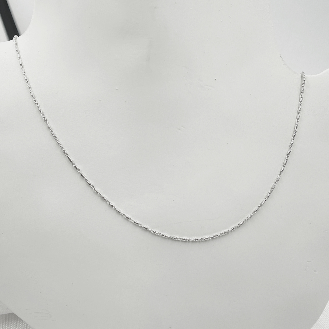 14K Solid White Gold Dimond Cut Bar Necklace. 030LURCNDTL721WG