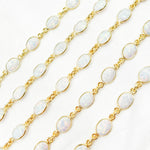 Load image into Gallery viewer, CWO15. White Opal Oval Shape Bezel Gold Plated Wire Chain