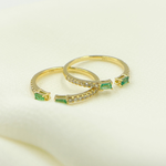 Load image into Gallery viewer, 14K Solid Gold Diamond & Emerald Ring.