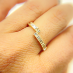 Load image into Gallery viewer, 14K Solid Gold Diamond Double Line Ring.
