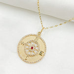 Load image into Gallery viewer, 14K Solid Gold Diamond Compass Circle Charm. GDP433