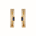 Load image into Gallery viewer, CE96477. 14k Solid Yellow Gold Diamond Baguette Hoops with Stones