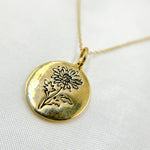 Load image into Gallery viewer, 14k Solid Gold Medallion Flower-Month Necklace. NFA71222