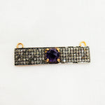 Load image into Gallery viewer, Silver Diamond and Gemstone Rectangle Connector