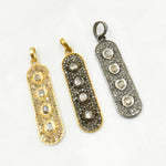 Load image into Gallery viewer, DP096. Diamond & Sterling Silver Oval Pendant with Polki Diamond