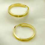 Load image into Gallery viewer, 14K Solid Gold Flat Round Hoop Earrings with Texture