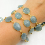 Load image into Gallery viewer, Aquamarine Organic Shape Bezel Chain. AQU13