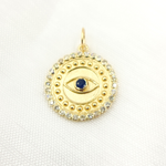 Load image into Gallery viewer, 14K Solid Gold Diamond Evil Eye Circle Charm. GDP436
