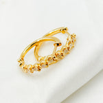 Load image into Gallery viewer, EHE56367. 14K Solid Yellow Gold Diamond Heart Hoop Earring