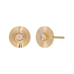 Load image into Gallery viewer, 14k Solid Yellow Gold Diamond Round Studs