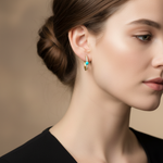 Load image into Gallery viewer, EHC56664. 14K Solid Gold Gemstone & Diamond & Hoop Earrings