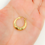 Load image into Gallery viewer, GER147. 14K Gold Chunky Flower Engraved Hollow Hoop