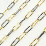 Load image into Gallery viewer, Gold Plated & Black Rhodium Sterling Silver Diamond Cut Paperclip Chain