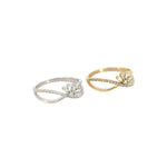 Load image into Gallery viewer, 14k Solid Gold Diamond Flower Cross Band Ring.