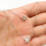 Load image into Gallery viewer, NFH71522. 14K Solid White Gold Diamond Star Necklace