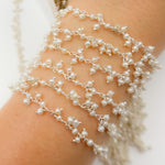 Load image into Gallery viewer, PRL66. Pearl Cluster Dangle Sterling Silver Wire Chain