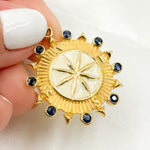 Load image into Gallery viewer, Silver Compass Enamel Pendant with Gemstone
