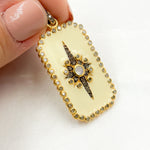 Load image into Gallery viewer, Silver Rectangle Enamel Pendant with Gemstone