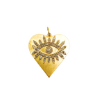 Load image into Gallery viewer, 14K Solid Gold with Diamonds Heart Shape with Evil Eye Charm. GDP23