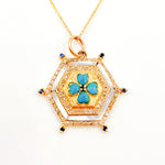 Load image into Gallery viewer, 14K Solid Gold Hexagon Clover Pendant